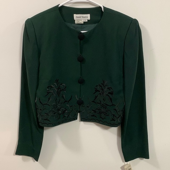 David Warren button up jacket cropped and embroidered/ reduced from MSRP $188 - Picture 1 of 9